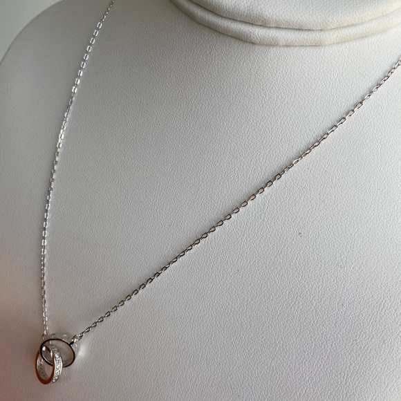 New Sterling silver Hoop Round CZ Necklace designer - Picture 6 of 6
